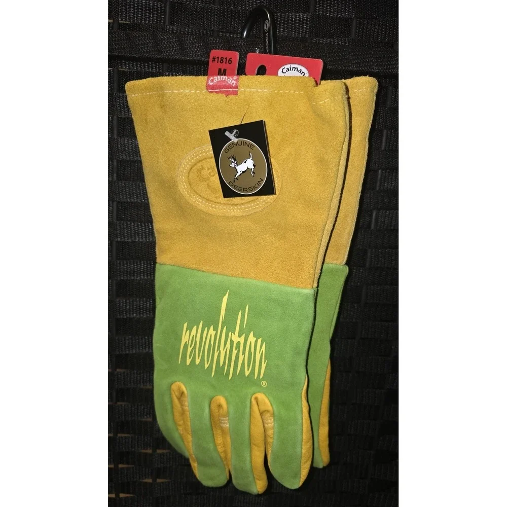Caiman 1816-4 Revolution Deerskin Welding Gloves MIG Stick FR Gauntlet Cuff MED